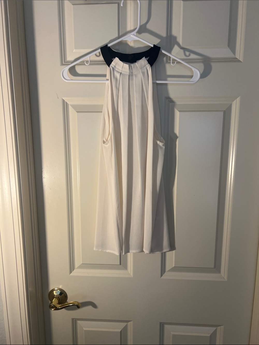 A.L.C. Cream Halter Tank with Black Neckband